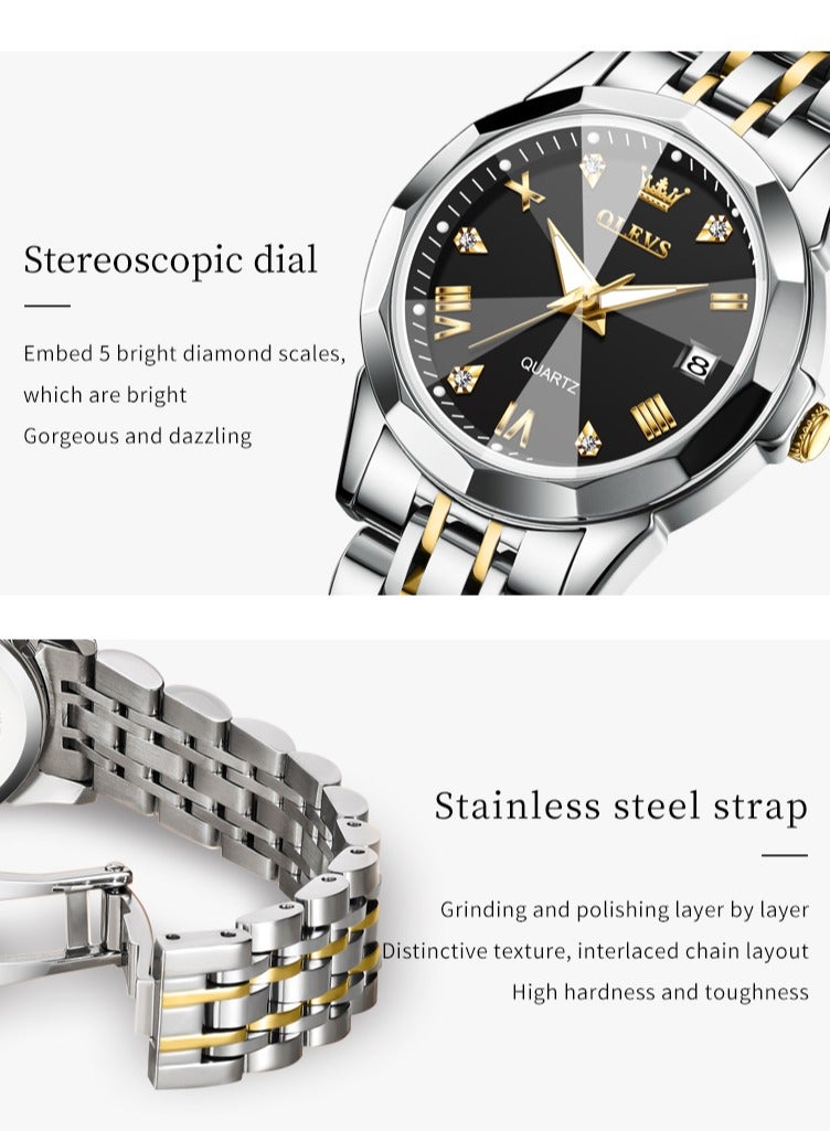 أوليفز أعلى ماركة ساعات نسائية أنيقة المعين مرآة الأصلي كوارتز السيدات ساعة اليد الفولاذ المقاوم للصدأ للماء مضيئة جديد - Image 2