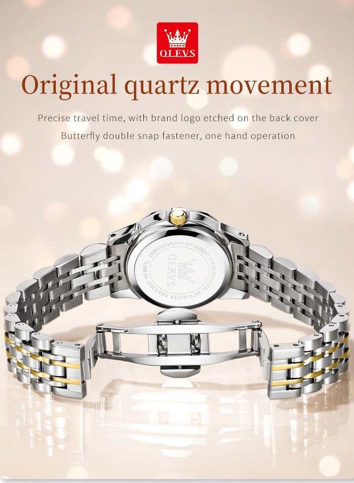 أوليفز أعلى ماركة ساعات نسائية أنيقة المعين مرآة الأصلي كوارتز السيدات ساعة اليد الفولاذ المقاوم للصدأ للماء مضيئة جديد - Image 4