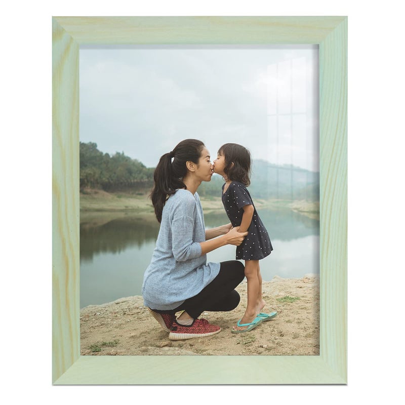 Renditions Gallery Renditions 8x10 inch Solid Wood Picture Frame  High Definition Glass and High-end Modern Style Cream Colored for Wall and Tabletop Photo Display  Seafoam Green Wood Grain Frame - Image 1