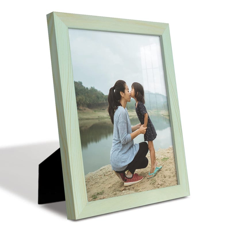 Renditions Gallery Renditions 8x10 inch Solid Wood Picture Frame  High Definition Glass and High-end Modern Style Cream Colored for Wall and Tabletop Photo Display  Seafoam Green Wood Grain Frame - Image 4