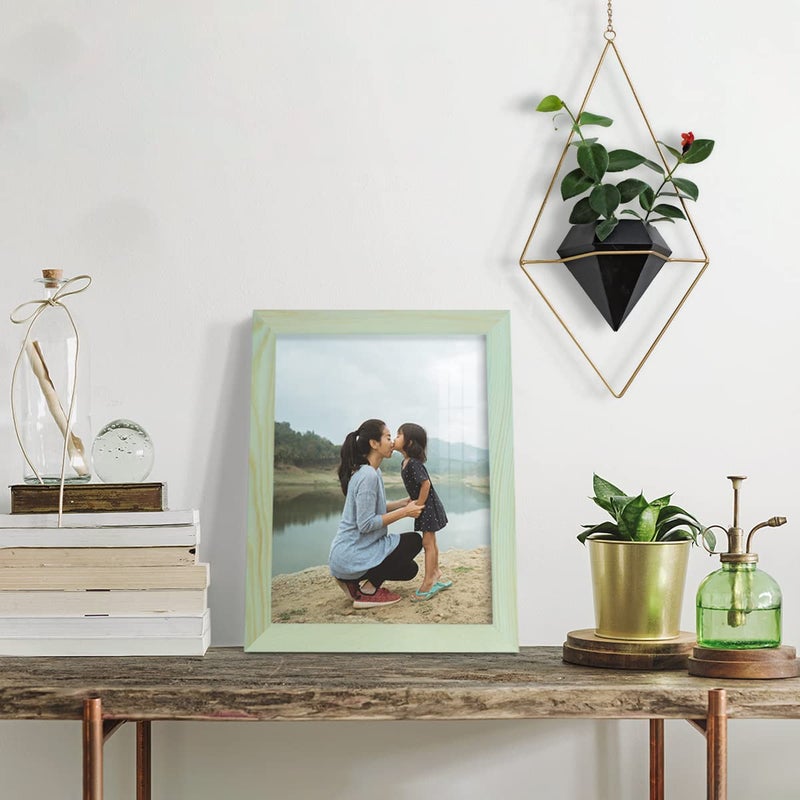 Renditions Gallery Renditions 8x10 inch Solid Wood Picture Frame  High Definition Glass and High-end Modern Style Cream Colored for Wall and Tabletop Photo Display  Seafoam Green Wood Grain Frame - Image 3