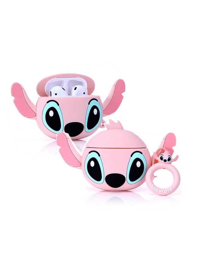 Case Soft Silicone Shockproof Cover for Apple Airpods Pro 2 New 3D Cute Cartoon Creative Fun Case Skin with Keychain Design (Stitch Pink) - Image 1