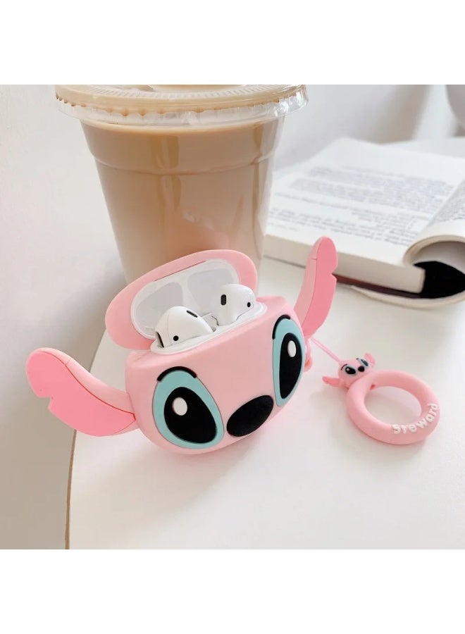 Case Soft Silicone Shockproof Cover for Apple Airpods Pro 2 New 3D Cute Cartoon Creative Fun Case Skin with Keychain Design (Stitch Pink) - Image 2