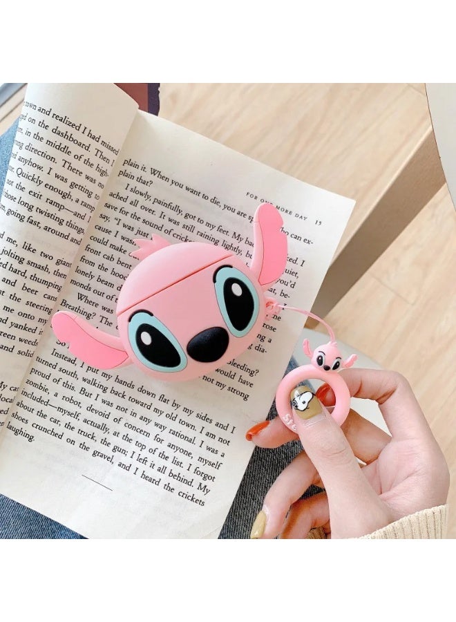Case Soft Silicone Shockproof Cover for Apple Airpods Pro 2 New 3D Cute Cartoon Creative Fun Case Skin with Keychain Design (Stitch Pink) - Image 4