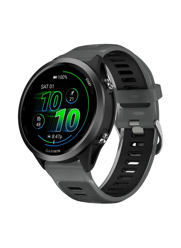 Beauenty 20mm Watch Band for Garmin Forerunner 570 42mm/Samsung Galaxy Watch7 44mm/40mm Transparent Silicone Wrist Strap - Black - Image 2