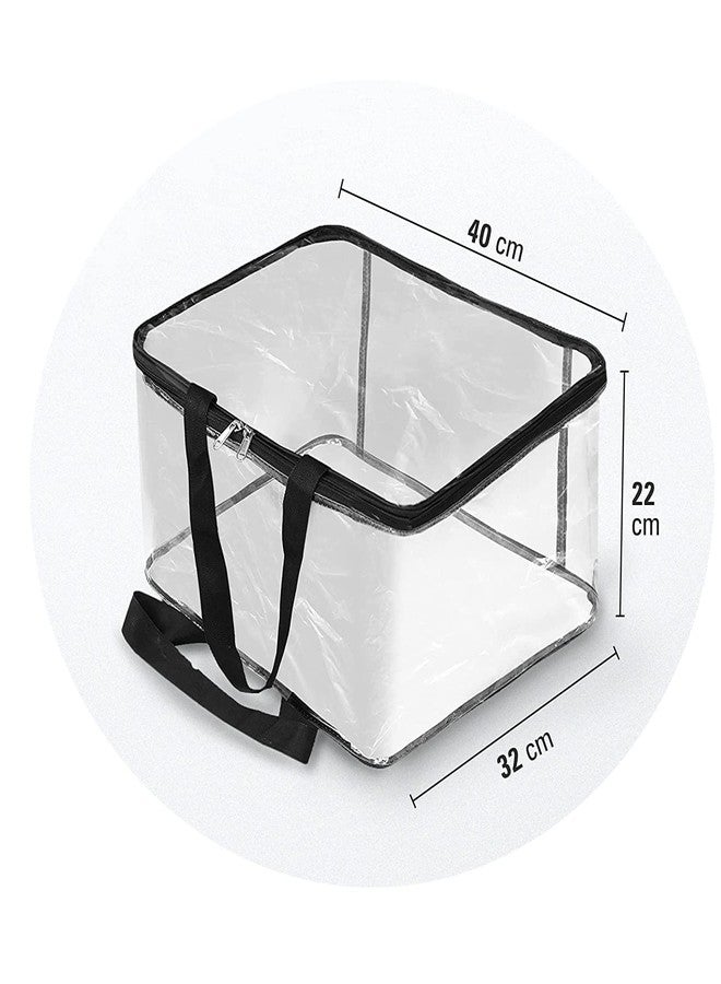 HOLLIO Transparent Pvc Storage Bag for saree covers with zip,Clothes, Lehenga, Blankets, Bedsheets, Toys, Docs | Wardrobe Organizer | Clear saree bags storage Storage Box Bag (PACK OF 4) - Image 2