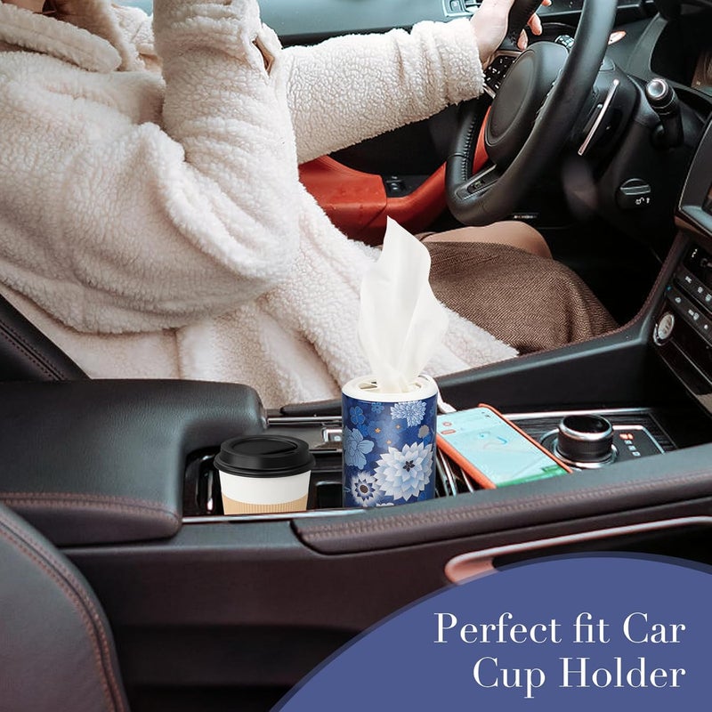ã‚¯ãƒ­ãƒãƒ¼(Clover) Facial Tissues with Cap - 4 PK Car Tissues Cylinder,Car Tissue Holder with 200 Sheet 3-ply Facial Tissues,Round Tissue Boxes for car,Travel Tissues for Car Cup Holder - Image 3