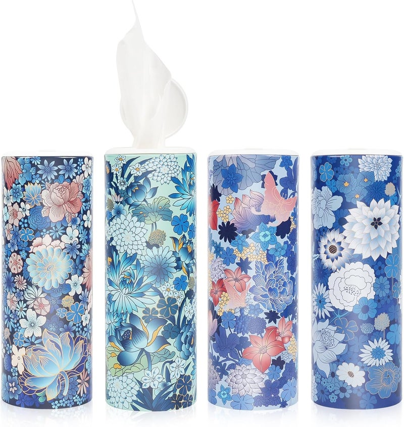 ã‚¯ãƒ­ãƒãƒ¼(Clover) Facial Tissues with Cap - 4 PK Car Tissues Cylinder,Car Tissue Holder with 200 Sheet 3-ply Facial Tissues,Round Tissue Boxes for car,Travel Tissues for Car Cup Holder - Image 2