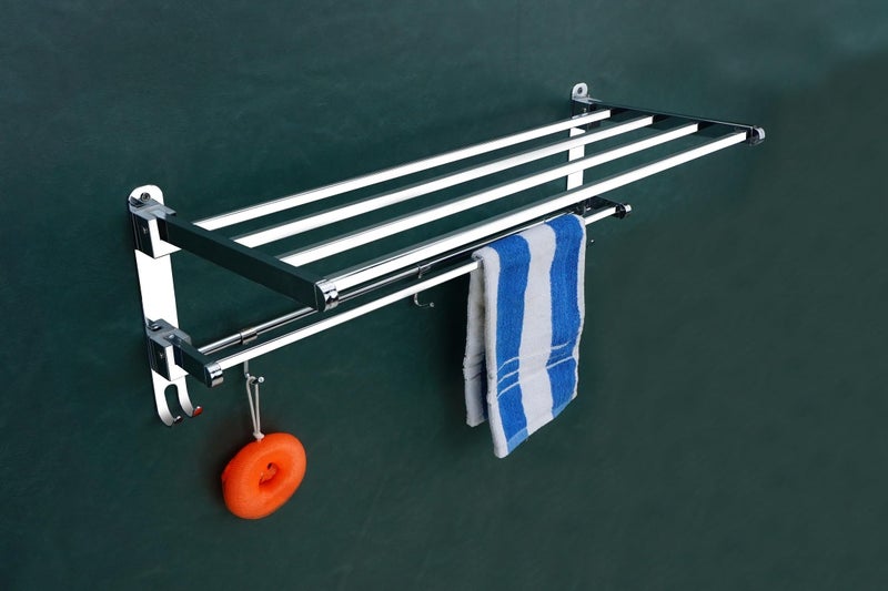 Arena Foldable Towel Rod for Bathroom Elegant Design Towel Holder in Bathroom Towel Hanger for Wall, Stainless Steel Towel Hanger for Wash Basin, 18 Inch Towel Rack in Bathroom (Pack of 1)