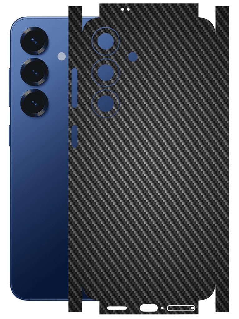 AtOdds Mobile Skin Sticker Wrap | Compatible for Samsung S25 (5G)| Scratchproof Matte Finish | Full Coverage for All Sides & Camera Protection (Black CF) - Image 1