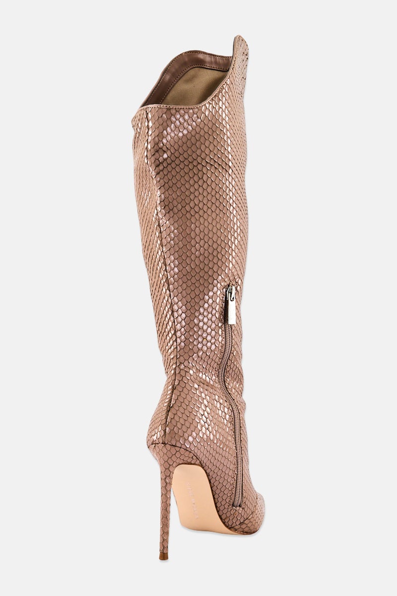 STEVE MADDEN Women Va Boom Zipper Closure Calf Length Boots, Taupe - Image 2