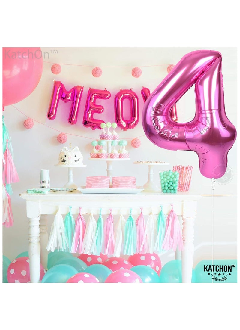 KATCHON Pink Number 4 Balloon for 4th Birthday or Anniversary Decoration 40 Inch  - Image 4