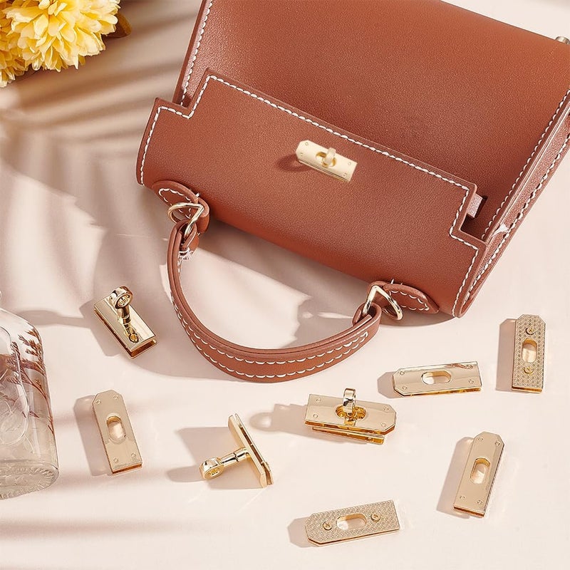 كلاراكو مجموعة من 3 أقفال معدنية ملتوية من كلاركو، مزودة بقفل دوار، ومشابك تثبيت، ومشابك تثبيت معدنية للحقائب، وإكسسوارات صناعة الحقائب اليدوية، باللون الذهبي - Image 4