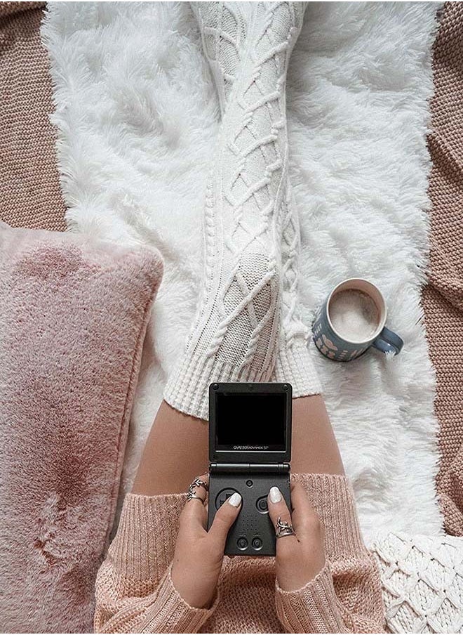 SYOSI High Socks for Women Cable Knit Over Knee Boot Socks Long Warm Leg Warmers for Winter Rhombus Curled Long Tube Knee Socks Ladies Knitted Wool Socks Winter Stockings Over Knee Leg Warmers  - Image 5