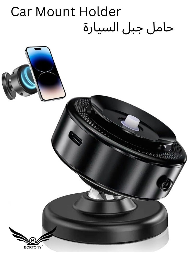 BORTONY Car Mount Holder Vacuum Suction Type Magnetic Car Suction Cup Angle Adjustment Strong Magnet Smartphone Stand Mobile Phone Holder Car Interior Mount Universal Dashboard Phone Holder Portable 360° Rotation - Image 1