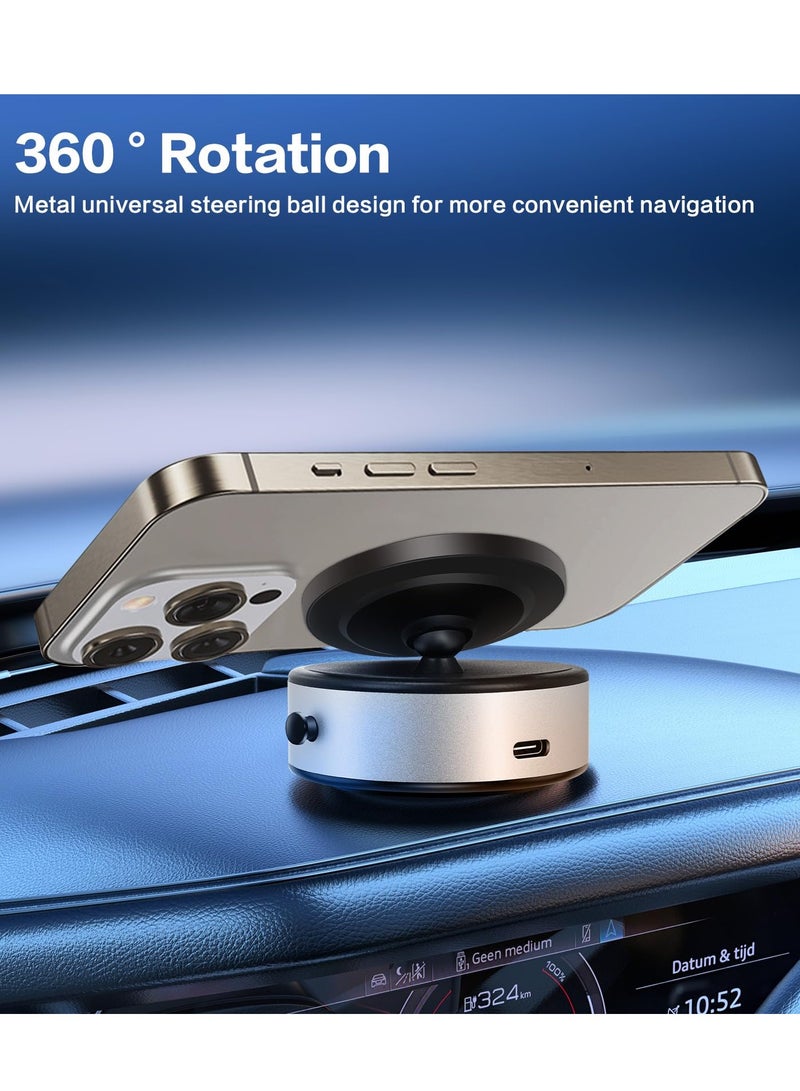 BORTONY Car Mount Holder Vacuum Suction Type Magnetic Car Suction Cup Angle Adjustment Strong Magnet Smartphone Stand Mobile Phone Holder Car Interior Mount Universal Dashboard Phone Holder Portable 360° Rotation - Image 2