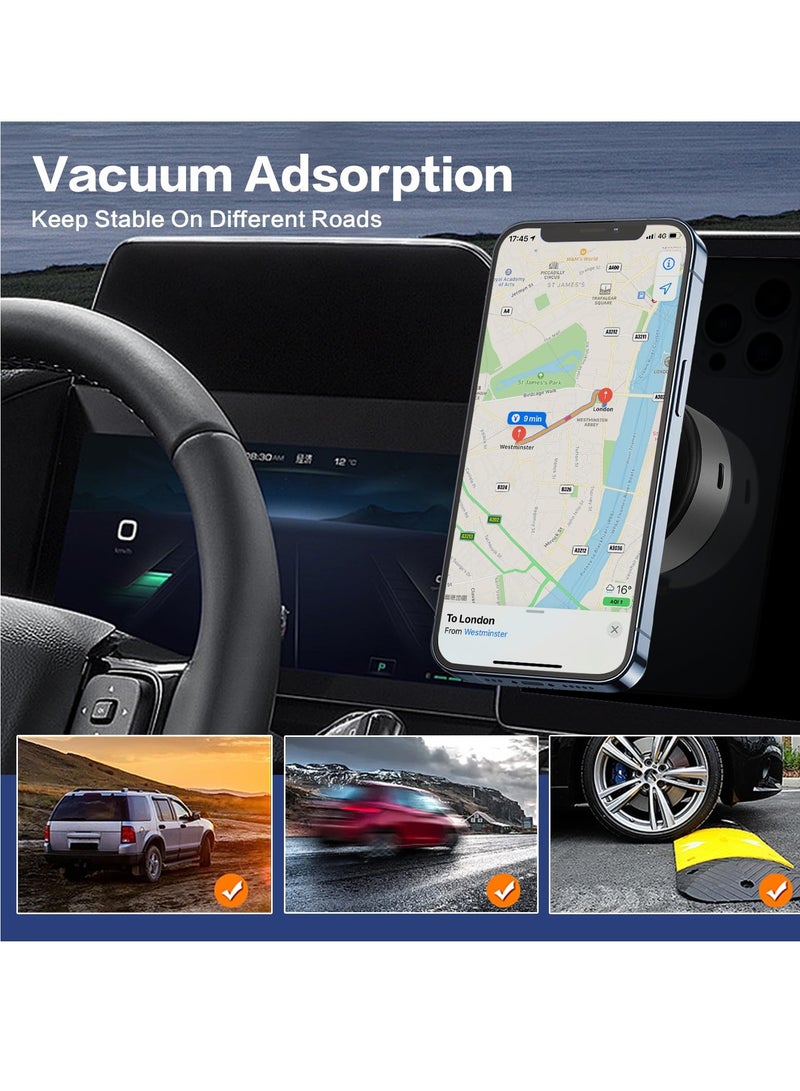 BORTONY Car Mount Holder Vacuum Suction Type Magnetic Car Suction Cup Angle Adjustment Strong Magnet Smartphone Stand Mobile Phone Holder Car Interior Mount Universal Dashboard Phone Holder Portable 360° Rotation - Image 3