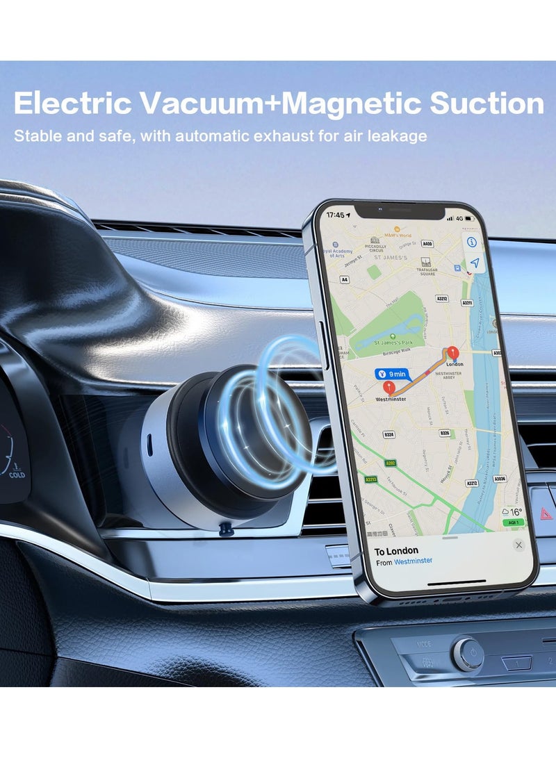 BORTONY Car Mount Holder Vacuum Suction Type Magnetic Car Suction Cup Angle Adjustment Strong Magnet Smartphone Stand Mobile Phone Holder Car Interior Mount Universal Dashboard Phone Holder Portable 360° Rotation - Image 5