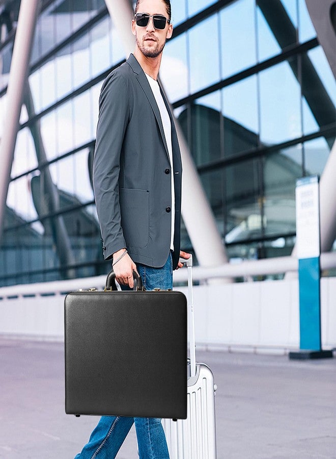 LOCKCURX Briefcases for Men, Anti-Theft Dual Lock Briefcase with 16 Inch Laptop Compartment, Waterproof Faux Leather, Brief Cases Men with Multi File Organizer, Perfect for Office, Travel (Black) - Image 3