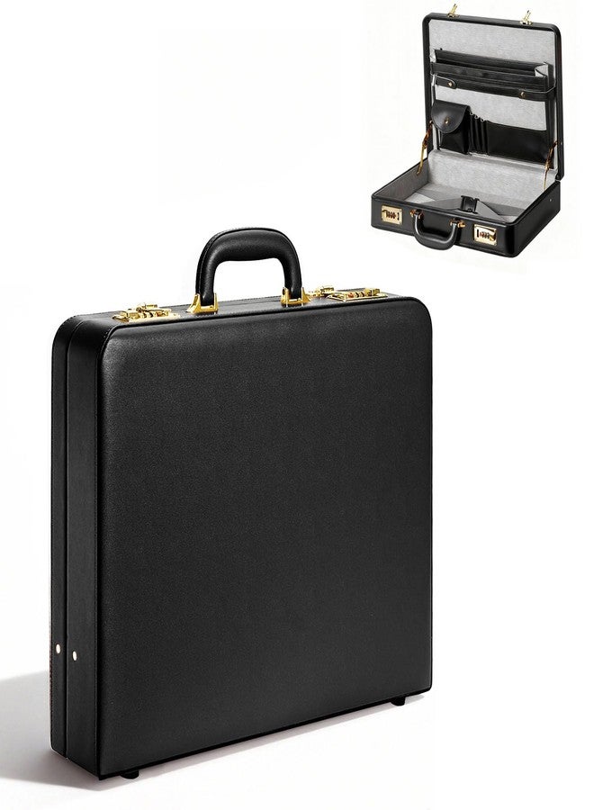 LOCKCURX Briefcases for Men, Anti-Theft Dual Lock Briefcase with 16 Inch Laptop Compartment, Waterproof Faux Leather, Brief Cases Men with Multi File Organizer, Perfect for Office, Travel (Black) - Image 1