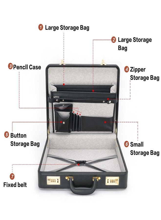 LOCKCURX Briefcases for Men, Anti-Theft Dual Lock Briefcase with 16 Inch Laptop Compartment, Waterproof Faux Leather, Brief Cases Men with Multi File Organizer, Perfect for Office, Travel (Black) - Image 5