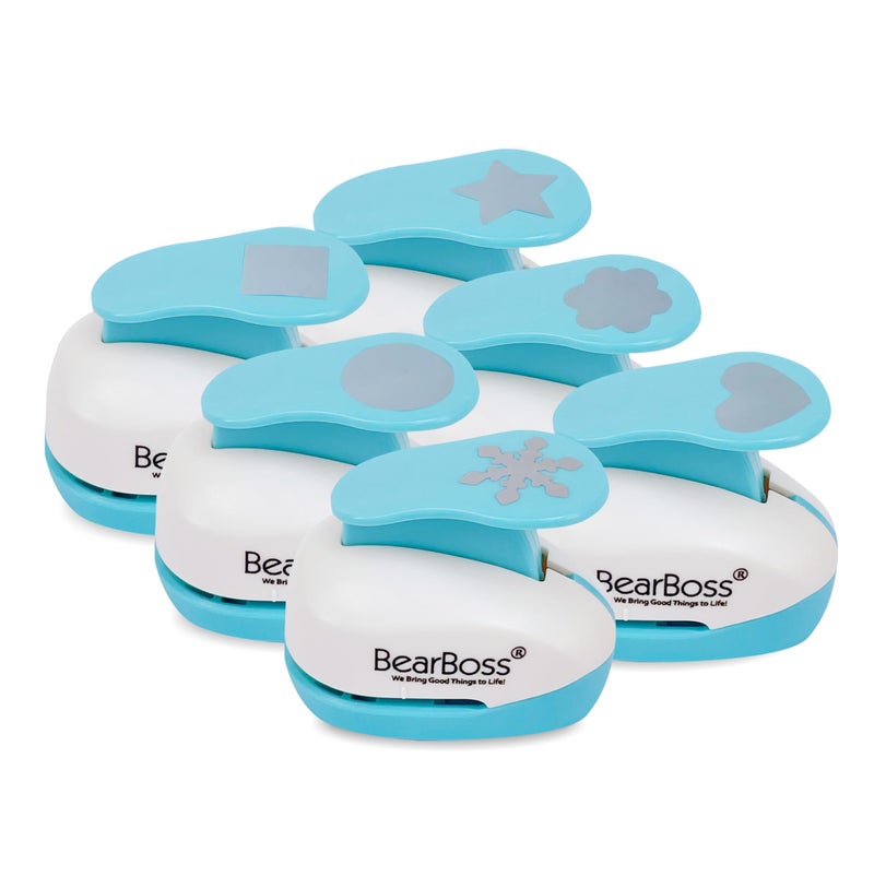 BearBoss 6 Craft Hole Punch Shapes 1 Inch Paper Punches for Crafting Handmade Scrapbooking Punches Mix Shapes Designs for Kindergarten Teacher Office Supplies Kids - Image 1