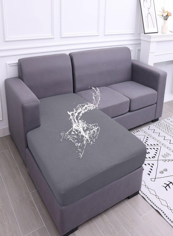 hyha Waterproof Sectional Couch Covers, Non Slip Sofa Couch Cushion Covers L Shape, Thick Stretch Jacquard Fabric, Washable Sofa Slipcovers with Elastic Bottom (1 Piece for Chaise, Middle Grey) - Image 1