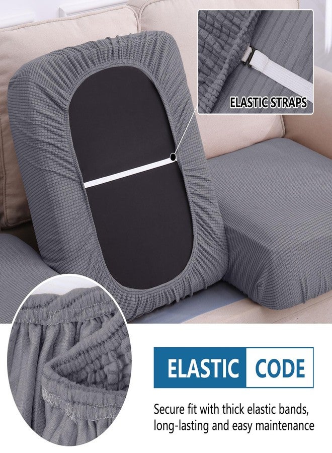 hyha Waterproof Sectional Couch Covers, Non Slip Sofa Couch Cushion Covers L Shape, Thick Stretch Jacquard Fabric, Washable Sofa Slipcovers with Elastic Bottom (1 Piece for Chaise, Middle Grey) - Image 4