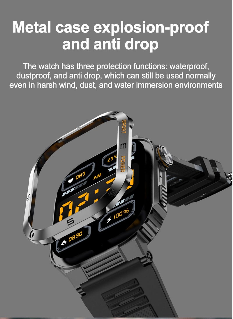 LIGE 2025 Newest Men's 400mAh Big Battery 2.01'' Large Full Touch Screen Sports Smart Watches IP68 Waterproof Support Arabic Silicone Black  - Image 5
