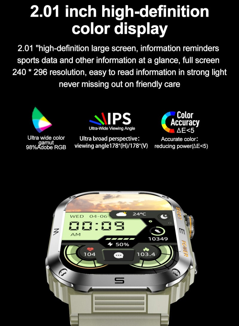 LIGE 2025 Newest Men's 400mAh Big Battery 2.01'' Large Full Touch Screen Sports Smart Watches IP68 Waterproof Support Arabic Silicone Black  - Image 4