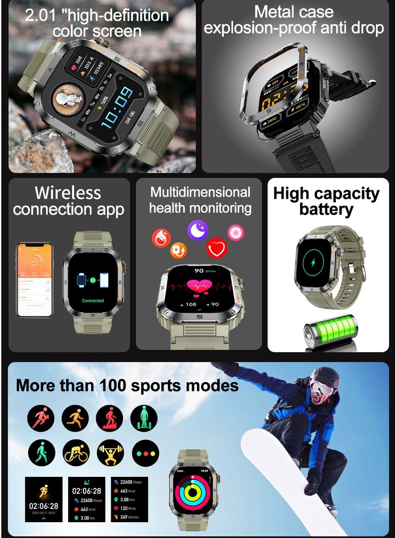 LIGE 2025 Newest Men's 400mAh Big Battery 2.01'' Large Full Touch Screen Sports Smart Watches IP68 Waterproof Support Arabic Silicone Black  - Image 3