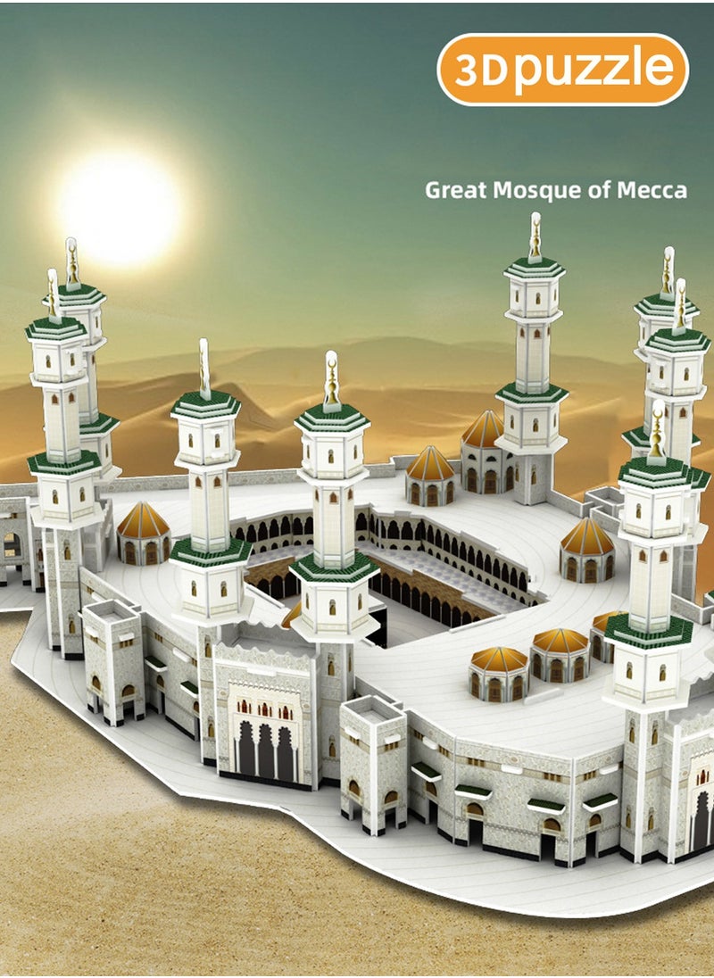 HILUKE - Great Mosque of Mecca 3D Puzzle, Islamic Mecca Mosque DIY Puzzle Toy, Saudi Arabian Architecture Building Block Model, Gifts for Kids Adult(150 Pieces) - Image 1