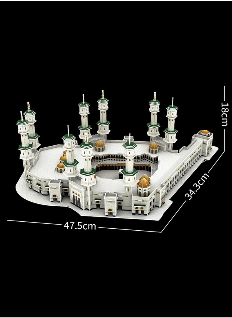 HILUKE - Great Mosque of Mecca 3D Puzzle, Islamic Mecca Mosque DIY Puzzle Toy, Saudi Arabian Architecture Building Block Model, Gifts for Kids Adult(150 Pieces) - Image 1
