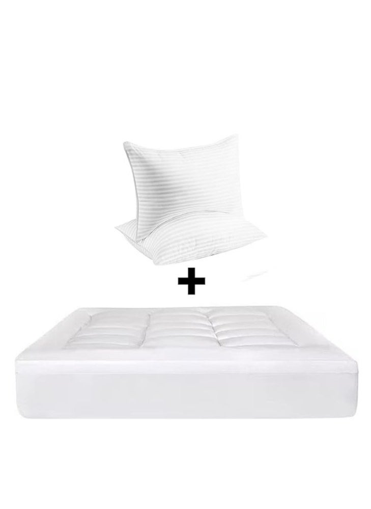 House One - Package | Comfort Mattress Topper 14 cm and 2 Hotel Pillows - Image 1