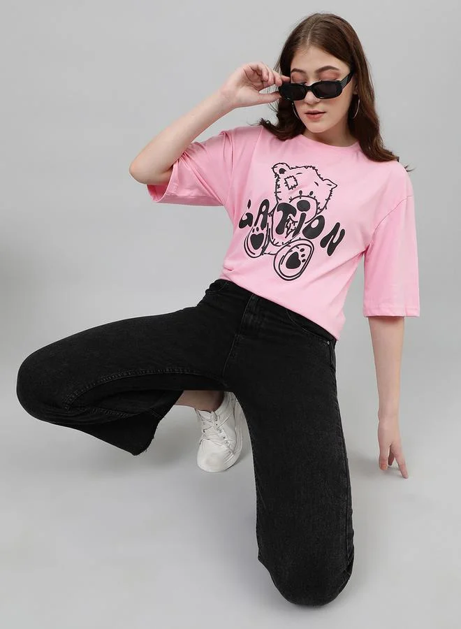 Kotty Oversized Bear Graphic Print Drop Shoulder T-Shirt by Styli