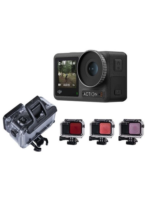 Red Filter for OSMO Action: Includes 60m (196ft) Housing & 3 Filters - Laser Cut Contrast Enhancement Glass - Includes Red, Magenta, & Snorkel Filter [60M HOUSING with Low Iron Glass for Clarity]
