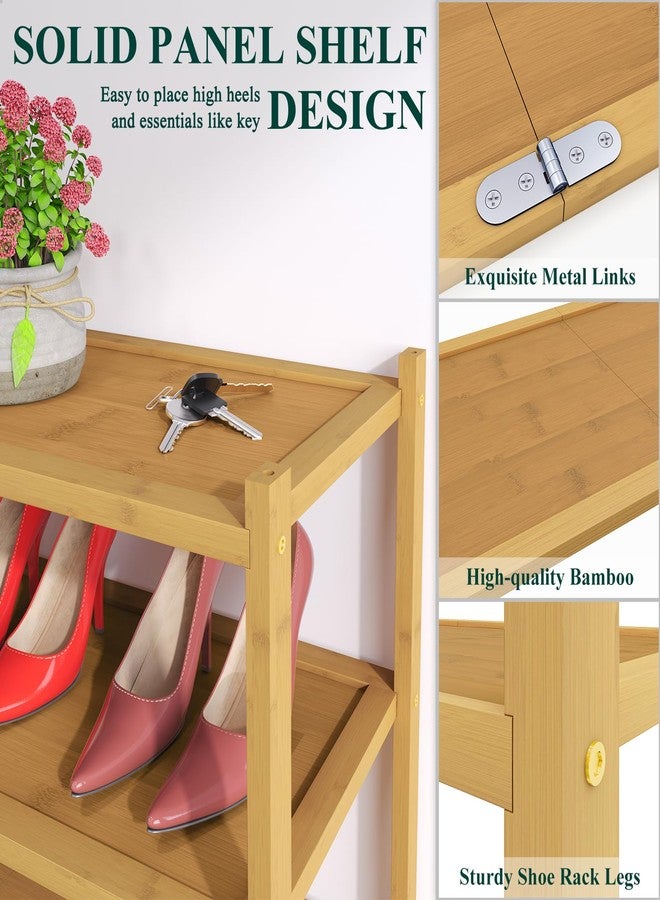 Smiry Bamboo Shoe Rack, 2 Tier Shoe Organizer for Entryway & Closet, Stackable Free Standing Storage Shelf for Shoes, Bags & Plants, Natural - Image 3