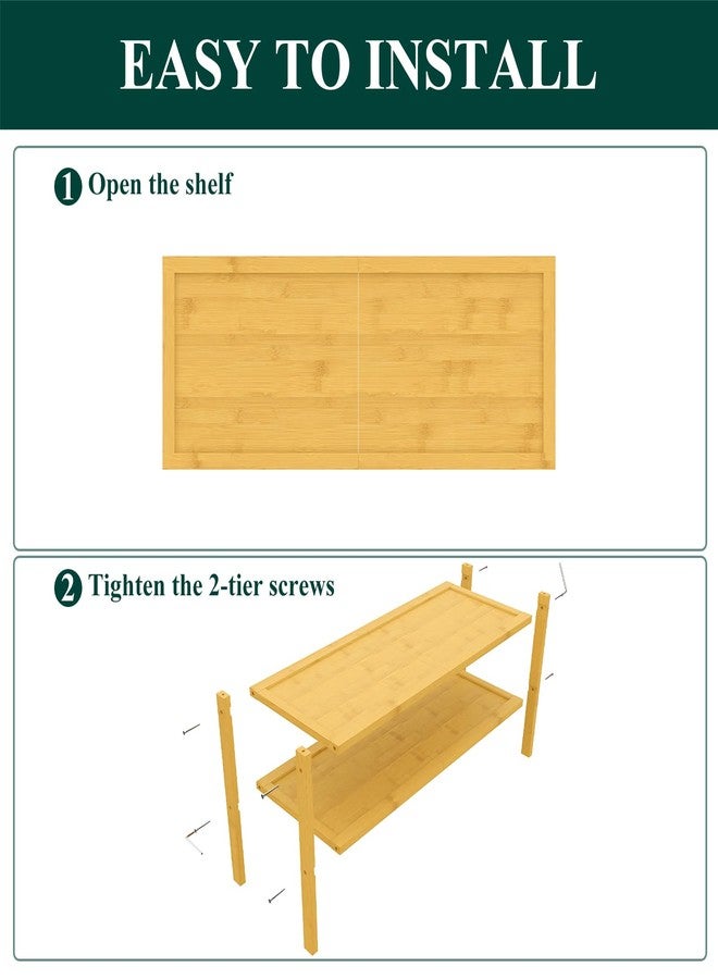 Smiry Bamboo Shoe Rack, 2 Tier Shoe Organizer for Entryway & Closet, Stackable Free Standing Storage Shelf for Shoes, Bags & Plants, Natural - Image 5