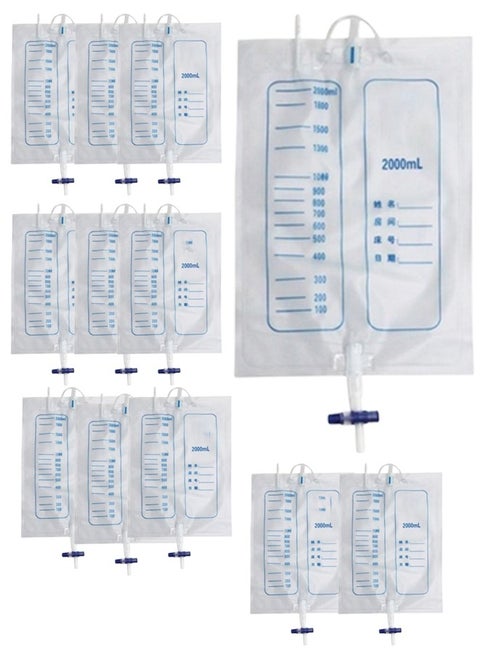 12 Pack of 1000ML Urine Drainage Bags - High Quality and Leak-Proof Design