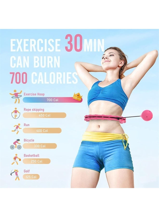 سبورت كيو Smart Hula Hoop for Weight Loss, 28-Knot Adjustable Slimming Hula Hoop with Weighted Ball | 360° Auto-Spinning Massage Hoop for Belly Fat Burning, Waist Trimming & Home Fitness | Quiet, Safe Workout Hoop for Women & Men - Image 3