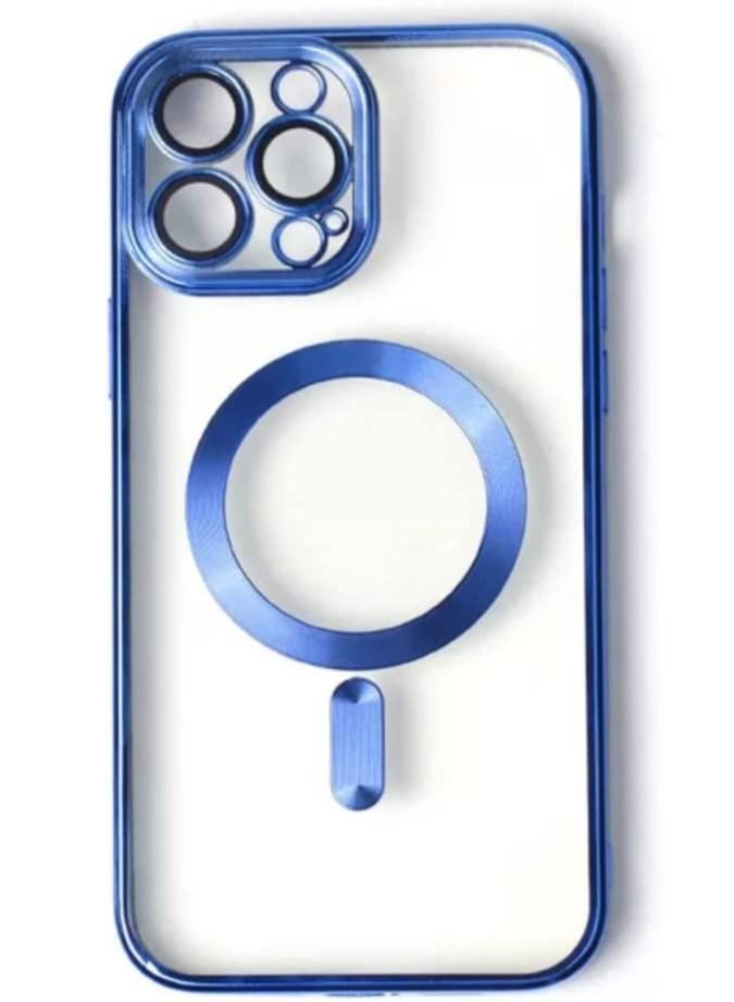 Luxury Plating Clear Magnetic For Magsafe Wireless Charge Case Compatible With IPhone 14 Pro|14 Pro Max Soft Silicone Ultraslim Edges Protective TPU PC Hybrid Case(Blue Pro) - Image 1