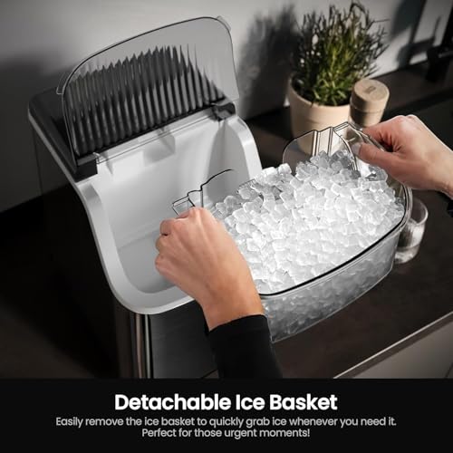 Kismile Nugget Ice Makers Countertop,Portable Ice Machine with Crushed Ice, 35lbs/Day,Self-Cleaning,One-Click Operation for Home Use(Black) - Image 3