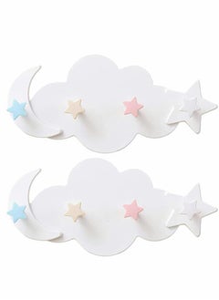 Excefore 2 Pcs Moon Star Cloud Shape Wall Hooks, Nail- Free Creative Heavy Duty Clothes Hangers Keys Ring Holder Adhesive Wall Racks  - Image 1