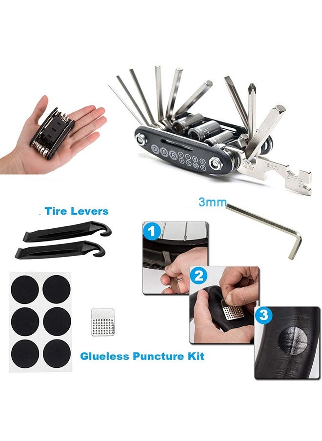 GROIC Bicycle Bike Repair Tool Kit Bag with Tire Pump, Portable Patches Fixes,  Inflator, Maintenance For Camping Travel Essentials Safety Emergency Set  - Image 2