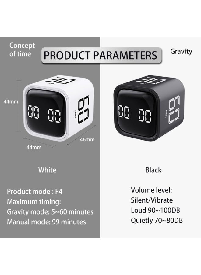 VEWINGL Cube Pomodoro Timer, 5/10/30/60 Minutes and Custom Countdown, Productivity Timer, Pause and Resume, Silent, Vibrate and Adjustable Sound Alarm for Tasks, Work, Study, Kitchen - Image 4