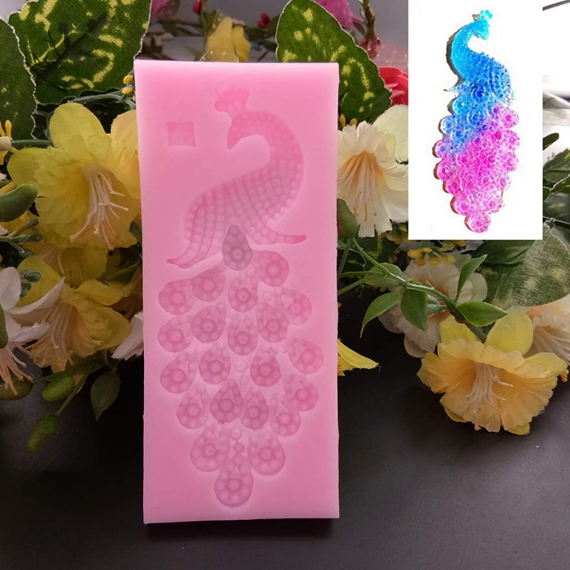 HengKe Silicone Beautiful Peacock Mold  birds Silicone Jelly Sugar Chocolate Fondant Molds for Sugarcraft Candy Cake Decoration Cupcake Topper Ice Jewelry - Image 2