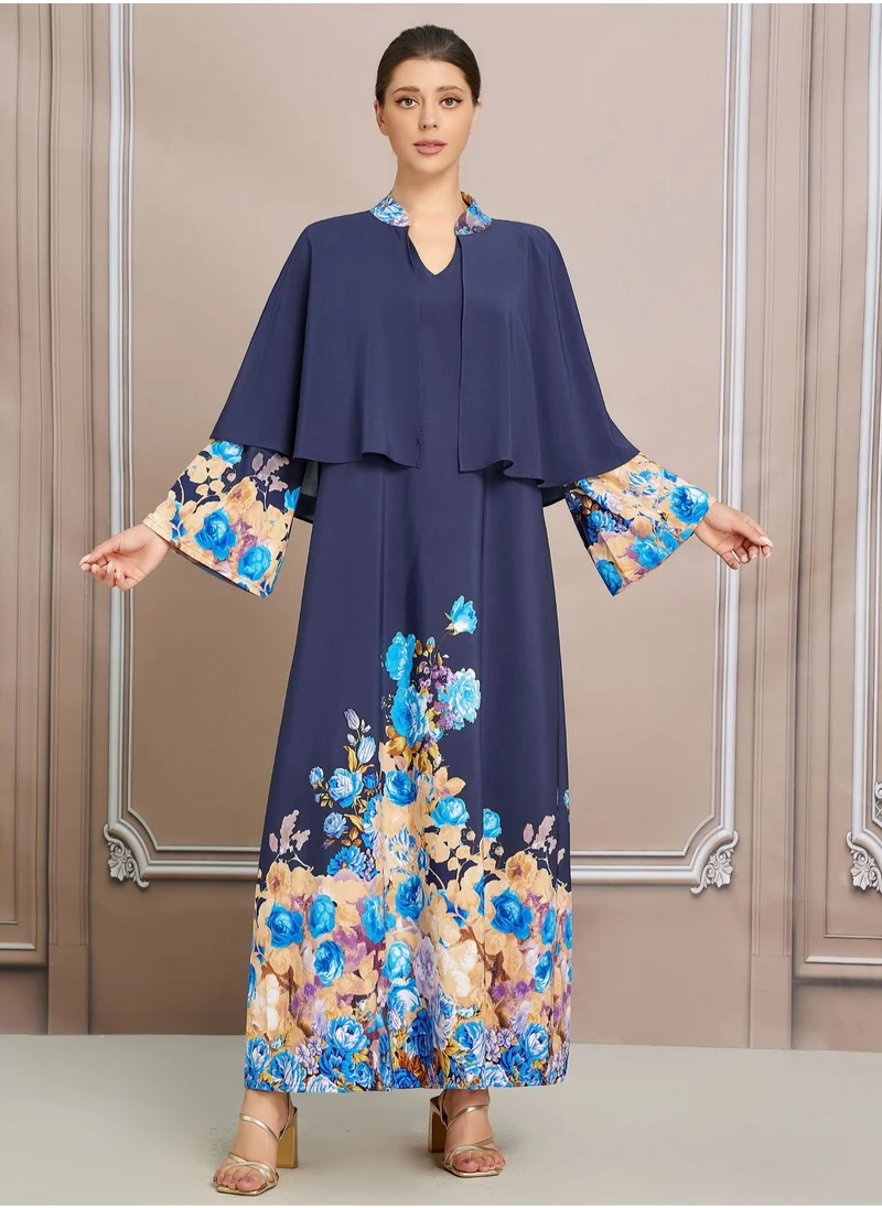 Madam Uniq Printed Shawl Abaya Robe