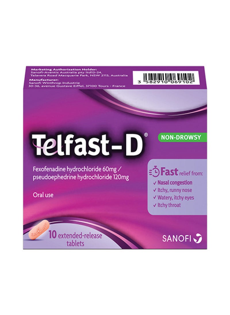 TELFAST D 60Mg/120 Mg Tablet 10S 