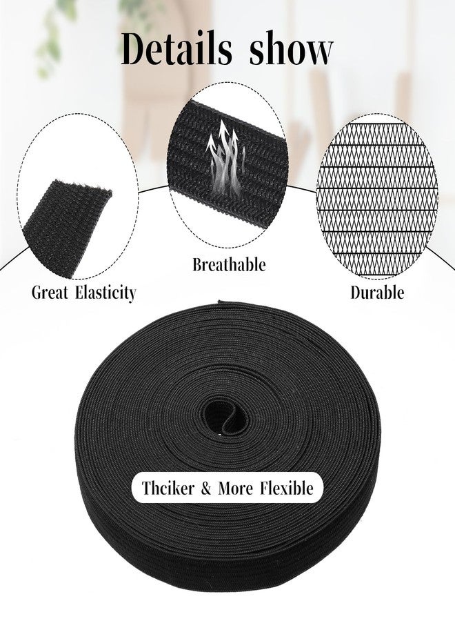 JIYIN 10Yard Elastic Band for Sewing, 1/2 Inch Width Flat Elastic Straps Braided Elastic Stretch Strap for Crafts Sewing Waistband and Pants Waist(Black) - Image 3