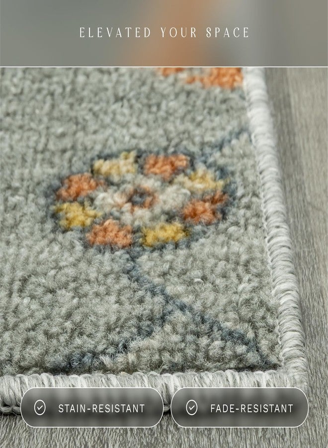 مابلز راغز سجاد مطبخ مابلز روجز فلور ذو الزخارف العصرية، مانع للانزلاق، مناسب للمناطق المميزة [صنع في الولايات المتحدة الأمريكية]، رمادي لامع، 2.6 × 3.10 قدم - Image 4